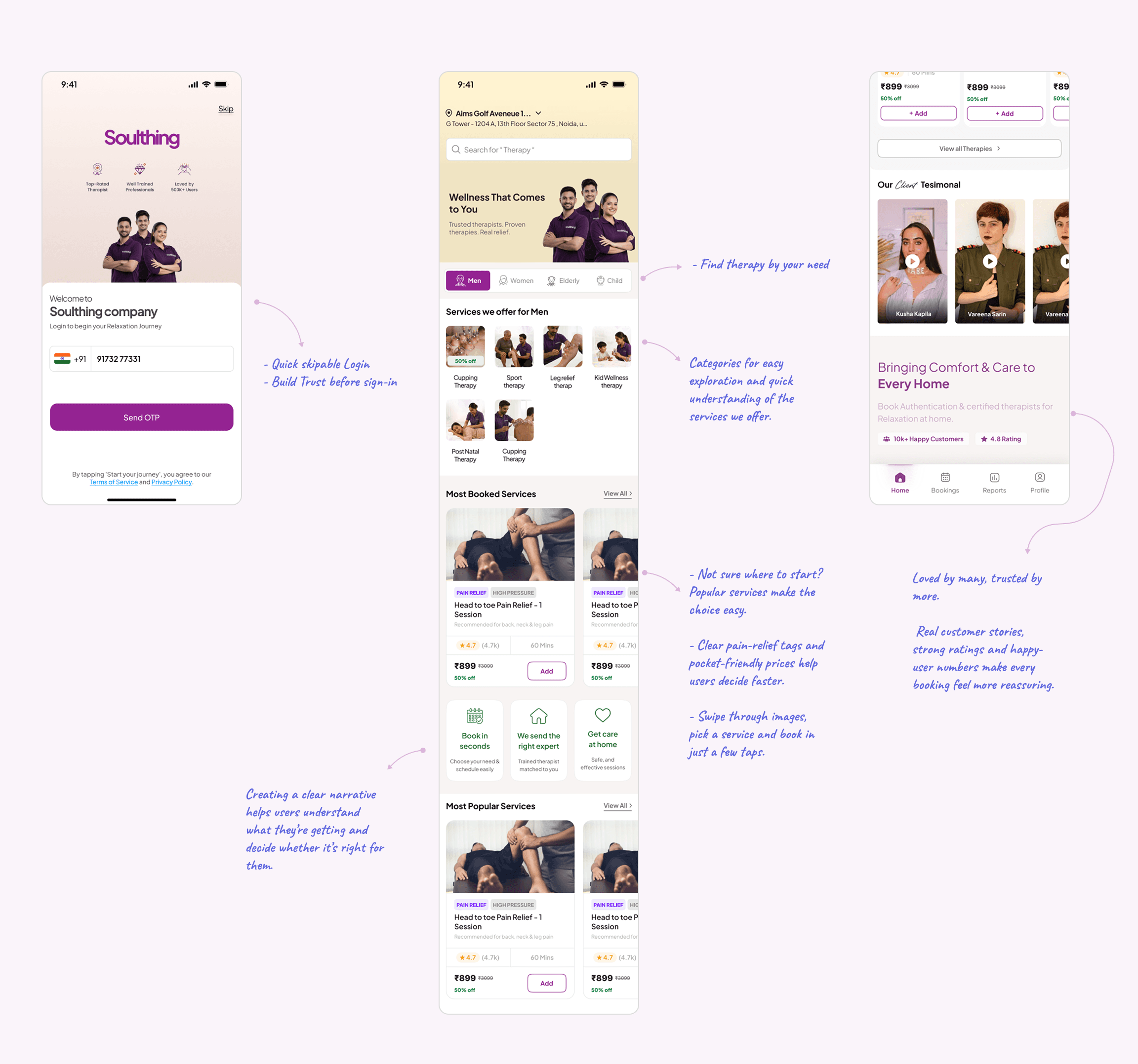 Soulthing customer app design panel 1