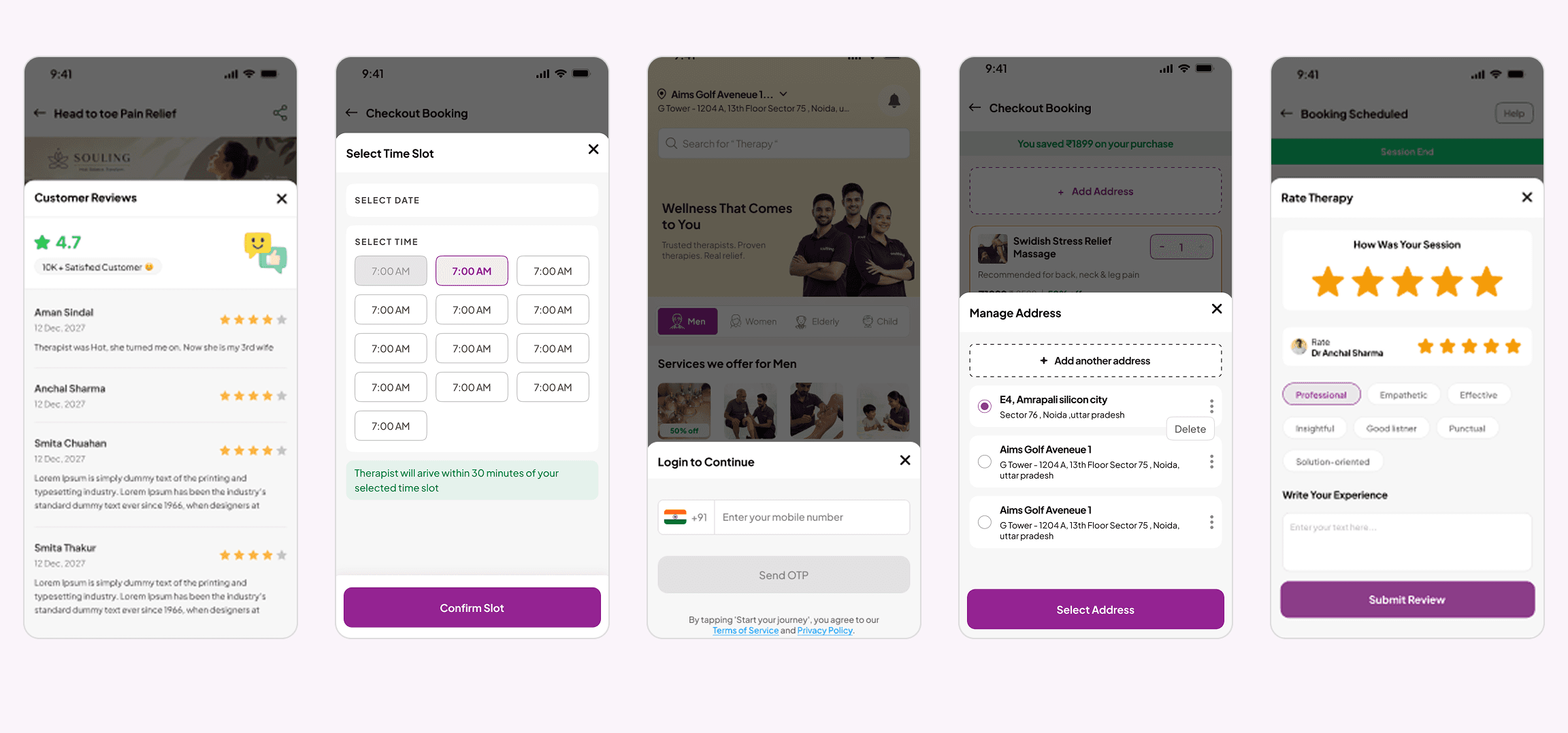 Soulthing customer app design panel 5