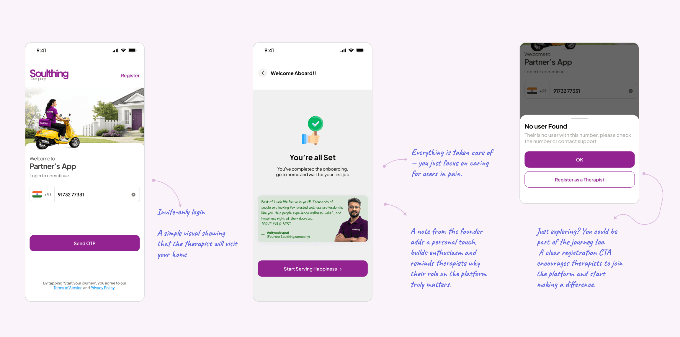 Soulthing therapist app design panel 1
