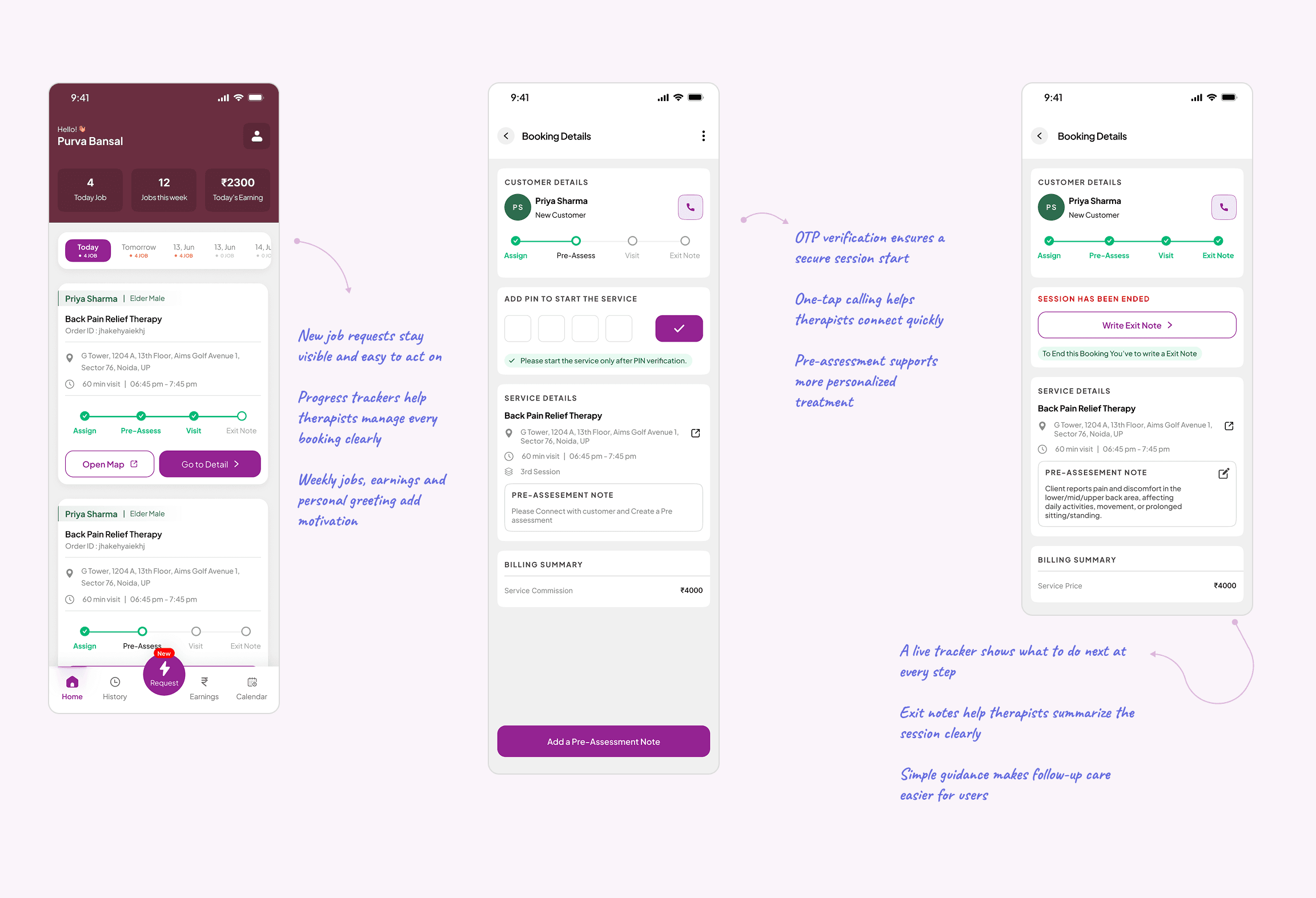 Soulthing therapist app design panel 2