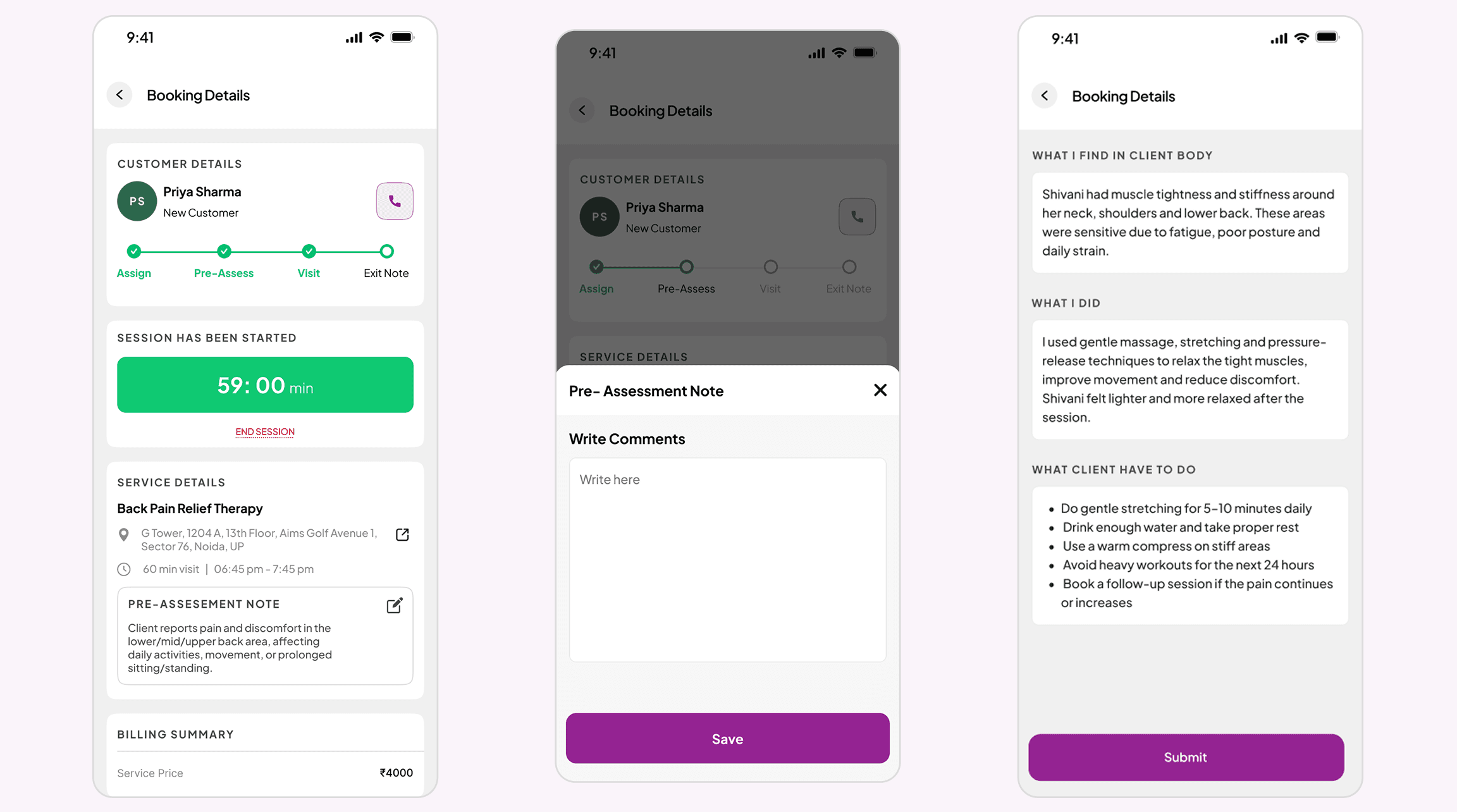 Soulthing therapist app design panel 3